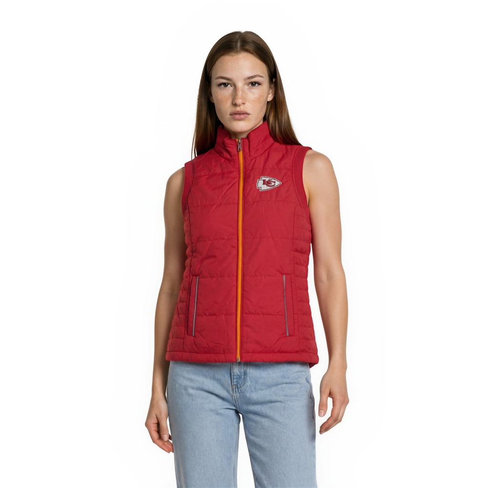NFL Team Apparel Women's Size Small Red‎ Kansas City Chiefs Full Zip Puffer Vest